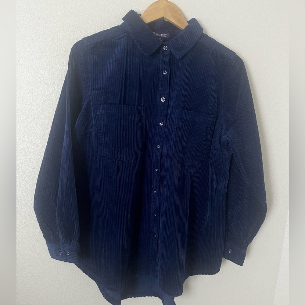Roaman's Women's Plus Size Corduroy Big Shirt Shacket 16w